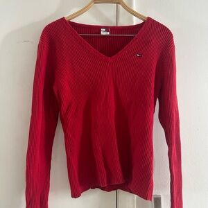 Tommy Hilfiger Red Ribbed Sweater